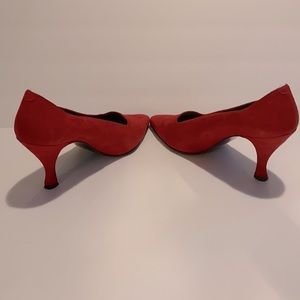 Red Suede Pumps Made in Spain Size 9.5 / 3.5” heels